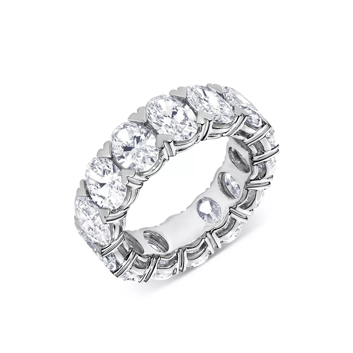 Certified Lab Grown Diamond Oval Eternity Band In 18K White Gold, 9.75 Tcw